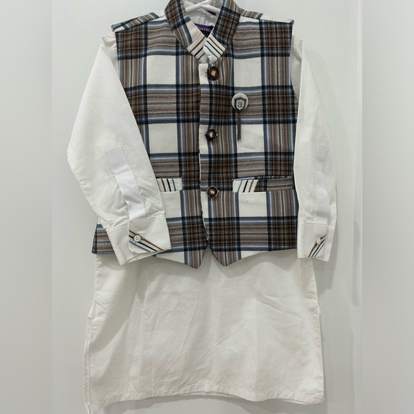 Pakistani boys salwar kameez with waistcoat - Picture 1 of 2